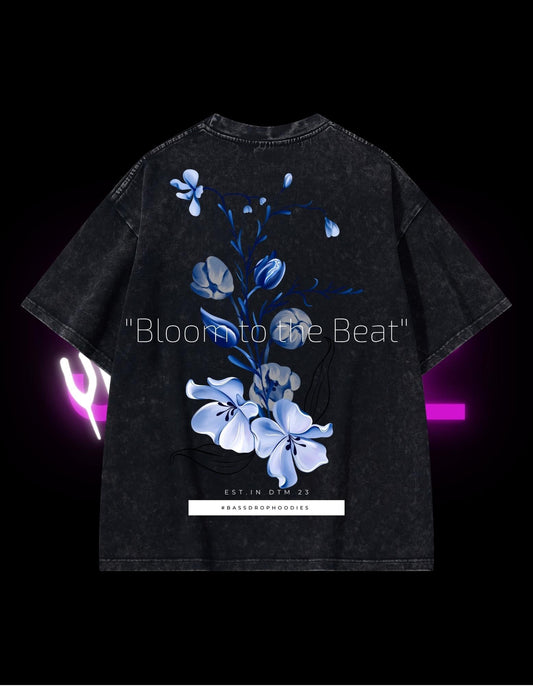 BassDropHoodies Oversized T-Shirt "Bloom to the Beat", Kurzarm, Baumwolle, Einfarbig - undergroundtechnostore.de