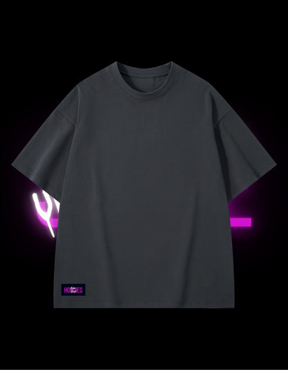 BassDropHoodies Oversized T-Shirt "Open Mind Pink", Kurzarm, Baumwolle, Einfarbig - undergroundtechnostore.de