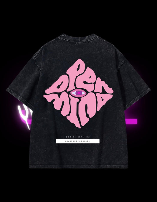 BassDropHoodies Oversized T-Shirt "Open Mind Pink", Kurzarm, Baumwolle, Einfarbig - undergroundtechnostore.de