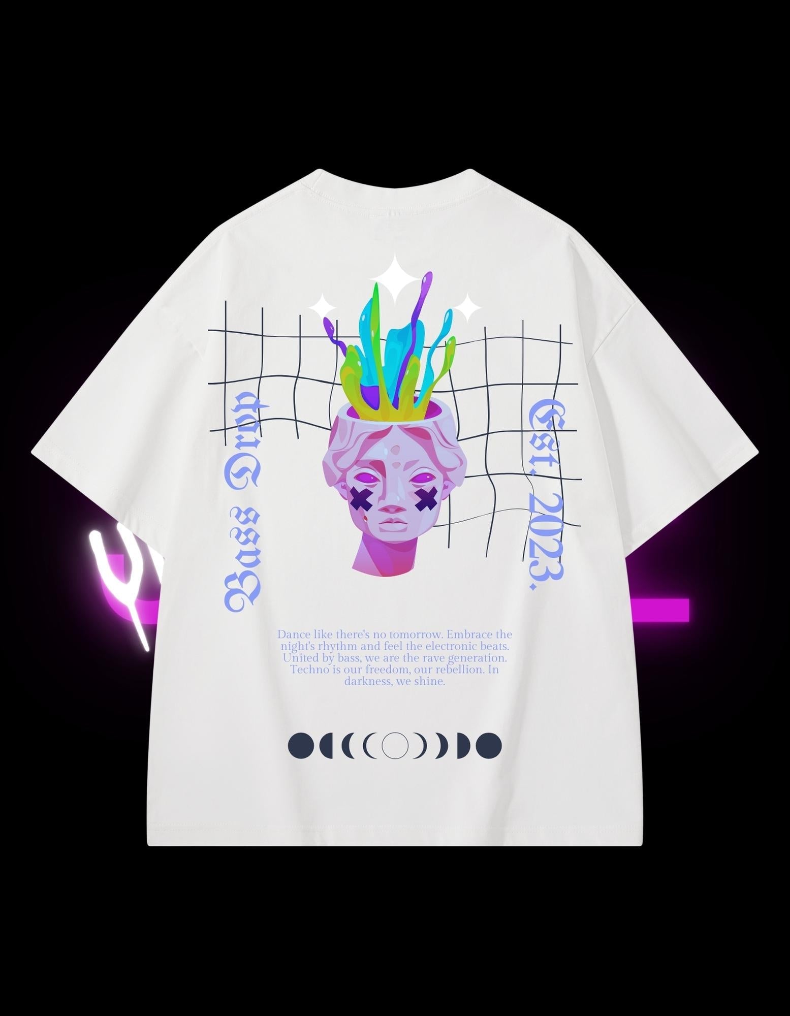 BassDropHoodies Oversized T-Shirt "Shine", Kurzarm, Baumwolle, Einfarbig - undergroundtechnostore.de