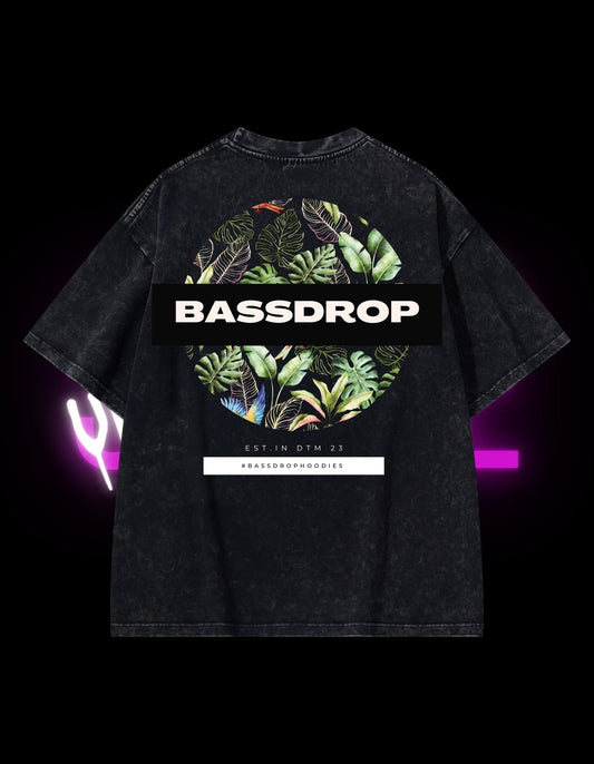 BassDropHoodies Oversized T-Shirt "Leaf", Kurzarm, Baumwolle, Einfarbig - undergroundtechnostore.de