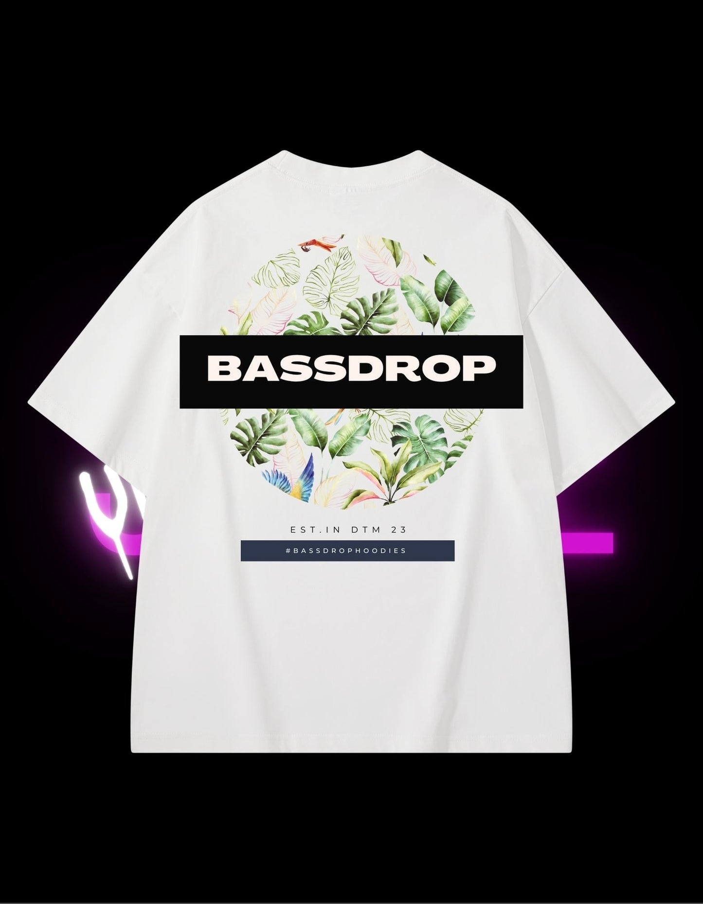 BassDropHoodies Oversized T-Shirt "Leaf", Kurzarm, Baumwolle, Einfarbig - undergroundtechnostore.de