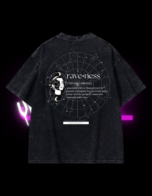 BassDropHoodies Oversized T-Shirt "Raveness", Kurzarm, Baumwolle, Einfarbig - undergroundtechnostore.de