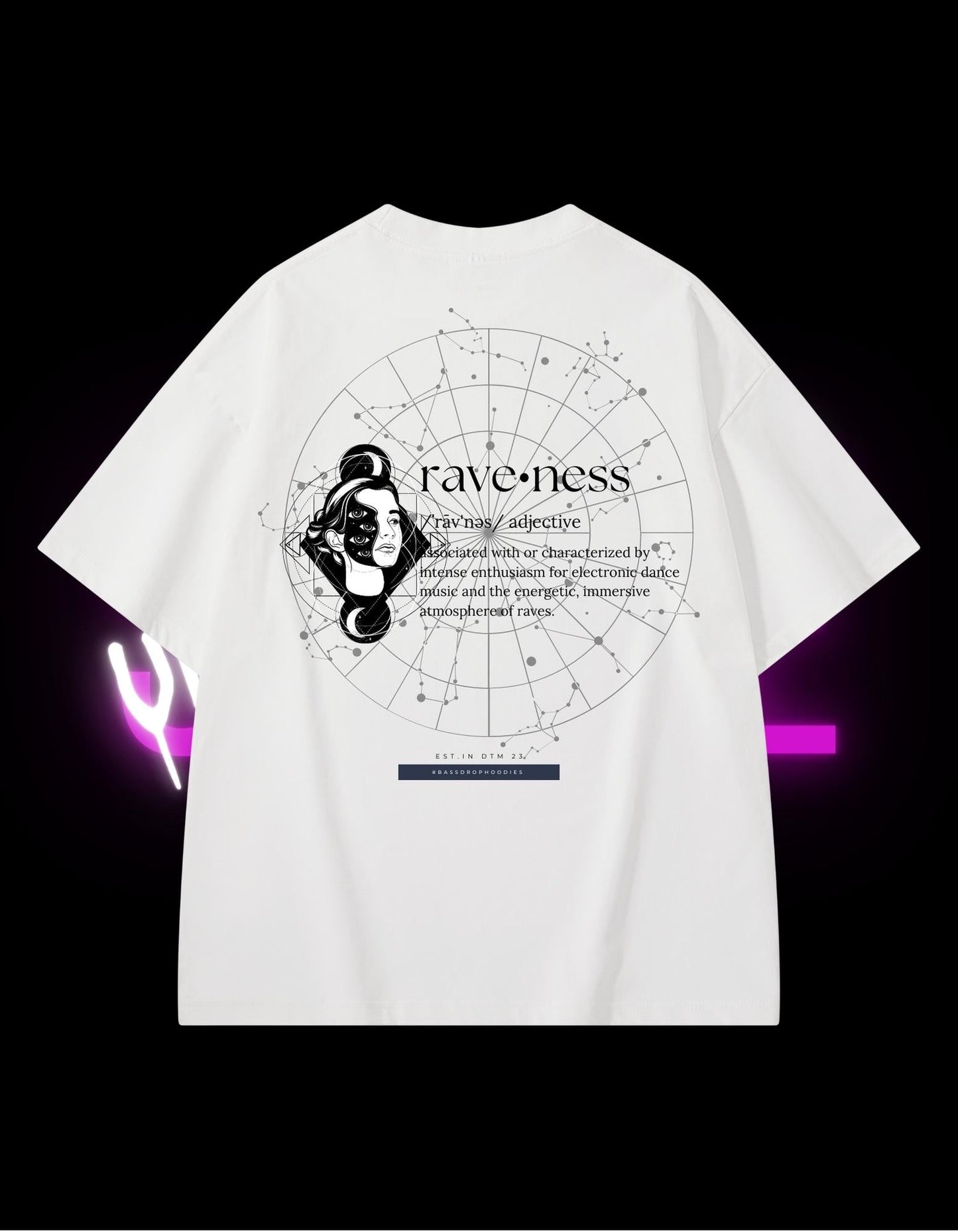 BassDropHoodies Oversized T-Shirt "Raveness", Kurzarm, Baumwolle, Einfarbig - undergroundtechnostore.de