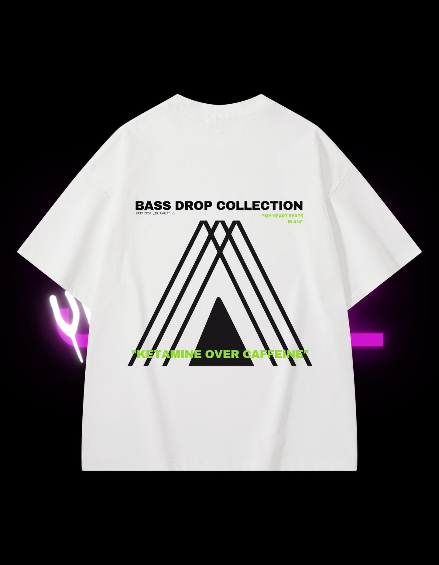 BassDropHoodies Oversized T-Shirt "Triangle", Kurzarm, Baumwolle, Einfarbig - undergroundtechnostore.de