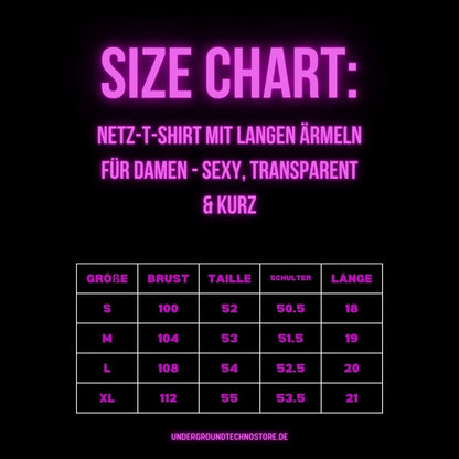 Netz-T-Shirt mit Langen Ärmeln für Damen - Sexy, Transparent & Kurz - undergroundtechnostore.de