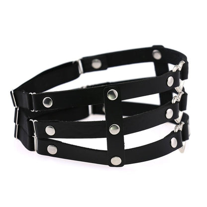 Damen Herz Strumpfhalter Bein Harness - Elastischer Körperschmuck - Kawaii Grunge Metall Punk Goth Gothic Accessoires - undergroundtechnostore.de