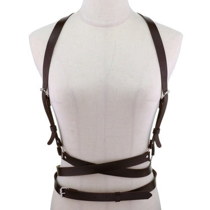 Erotisches Harness für Damen - Gothic Körperkette - Bondage Strumpfgürtel - Ledergürtel Oberschenkelbänder - undergroundtechnostore.de