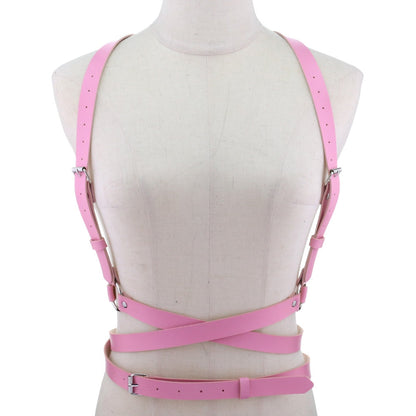 Erotisches Harness für Damen - Gothic Körperkette - Bondage Strumpfgürtel - Ledergürtel Oberschenkelbänder - undergroundtechnostore.de