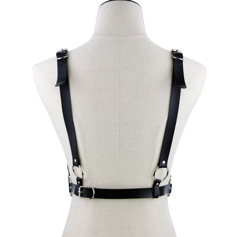 Sexy Leder Harness Strumpfbandgürtel - Sternenkörper Halskette - Gothic Party Mode Festival Outfits Schmuck - undergroundtechnostore.de