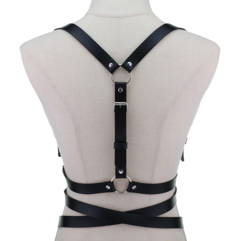 Erotisches Harness für Damen - Gothic Körperkette - Bondage Strumpfgürtel - Ledergürtel Oberschenkelbänder - undergroundtechnostore.de