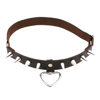 Gothic Schwarzer PU-Leder Strumpfhalter - Grunge Beinring Elastischer Strumpfhalter Riemen - Körpergeschirr für Damen - Punk Hohles Herz Nieten Spike - undergroundtechnostore.de