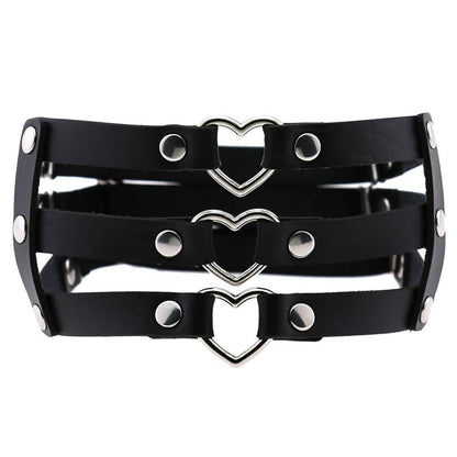 Damen Herz Strumpfhalter Bein Harness - Elastischer Körperschmuck - Kawaii Grunge Metall Punk Goth Gothic Accessoires - undergroundtechnostore.de