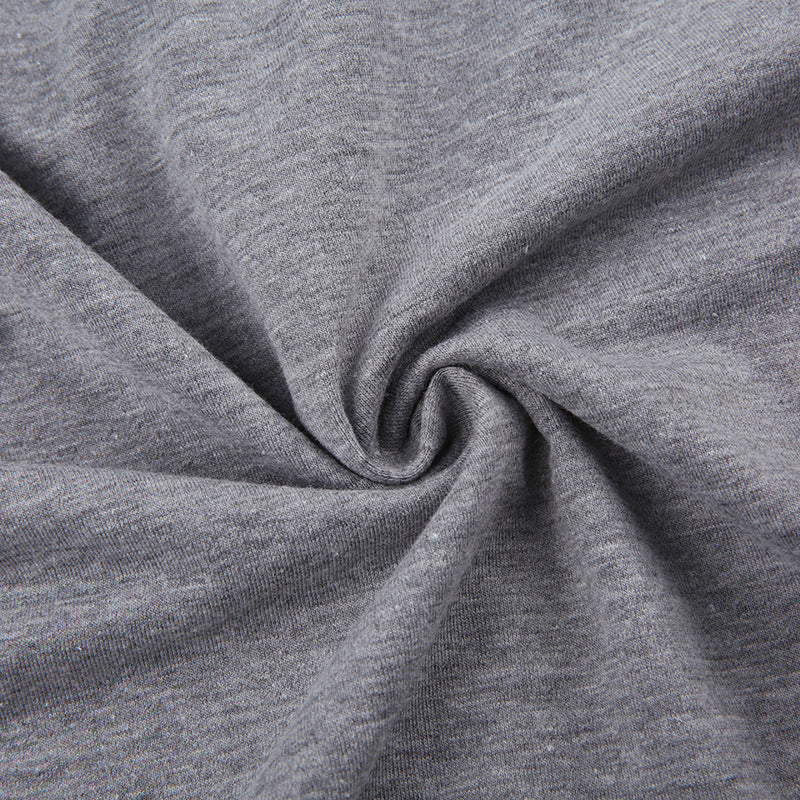 Y2K Streetwear Crop Top - V-Ausschnitt, Graues Kapuzen-T-Shirt für Damen, Vintage Langarmshirt mit geometrischem Muster - undergroundtechnostore.de