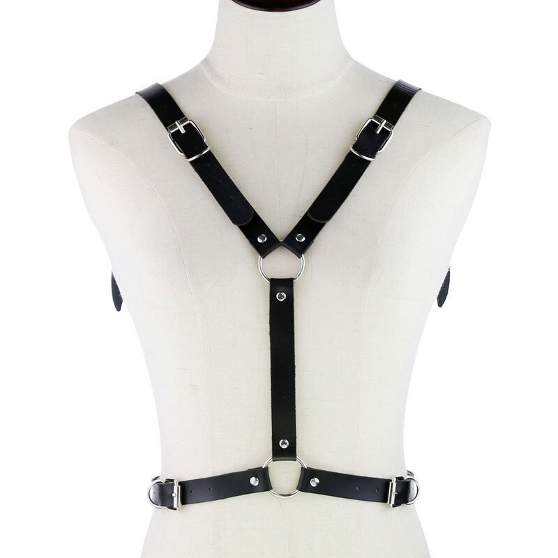 Punk Gothic Engel Flügel Leder Harness - Körperkette Strumpfhalter Strap - Bondage Halsband Beach Kragen Taille Schulter Halskette - undergroundtechnostore.de