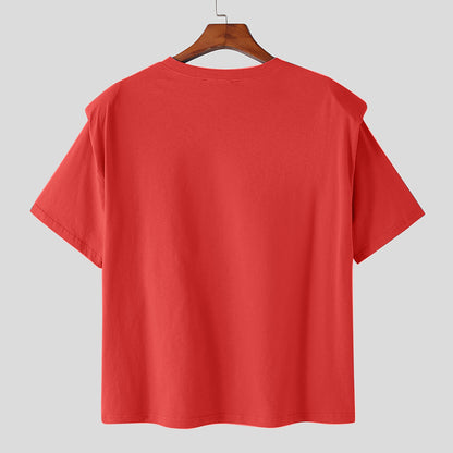 Herren T-Shirt 2023, einfarbig, Rundhalsausschnitt, kurzärmlig, lockerer Schnitt, Freizeitkleidung, Streetwear, koreanischer Stil, Sommershirt - undergroundtechnostore.de
