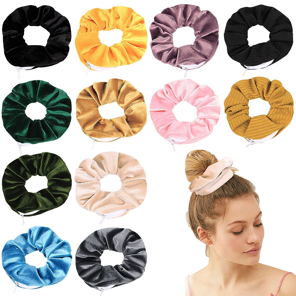 Haargummi Sight Secret - Haarscrunchie mit verstecktem Staufach und Reißverschlusstasche - sicherer Behälter zum Verstecken und Reisen - undergroundtechnostore.de