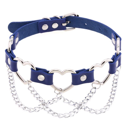 PU-Leder Choker mit Herzmotiv - 16 Farben, Halskette für Damen und Herren im Harajuku Punk Gothic Stil - undergroundtechnostore.de