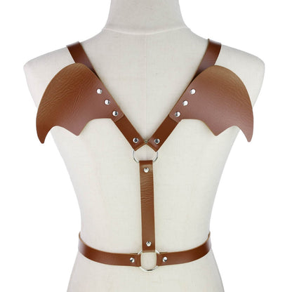 Punk Gothic Engel Flügel Leder Harness - Körperkette Strumpfhalter Strap - Bondage Halsband Beach Kragen Taille Schulter Halskette - undergroundtechnostore.de