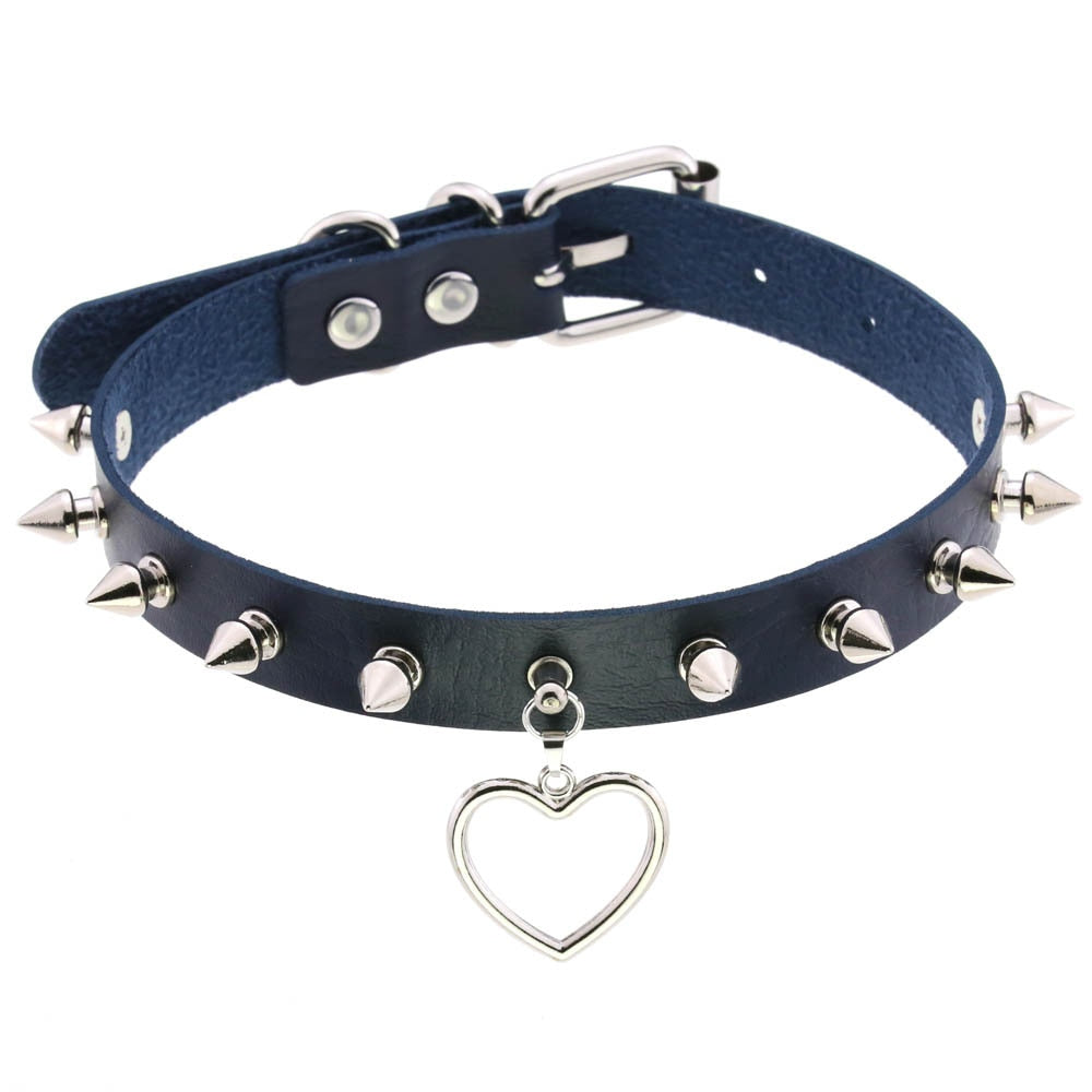 Vintage Harajuku Halskette mit Herzanänger - 16 Farben PU-Leder Choker für Damen und Herren - undergroundtechnostore.de