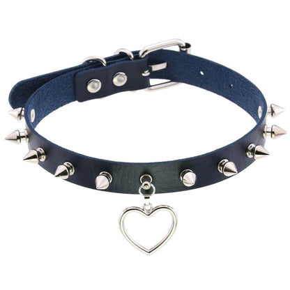 Vintage Harajuku Halskette mit Herzanänger - 16 Farben PU-Leder Choker für Damen und Herren - undergroundtechnostore.de