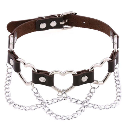 PU-Leder Choker mit Herzmotiv - 16 Farben, Halskette für Damen und Herren im Harajuku Punk Gothic Stil - undergroundtechnostore.de