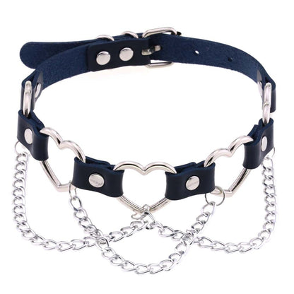 PU-Leder Choker mit Herzmotiv - 16 Farben, Halskette für Damen und Herren im Harajuku Punk Gothic Stil - undergroundtechnostore.de