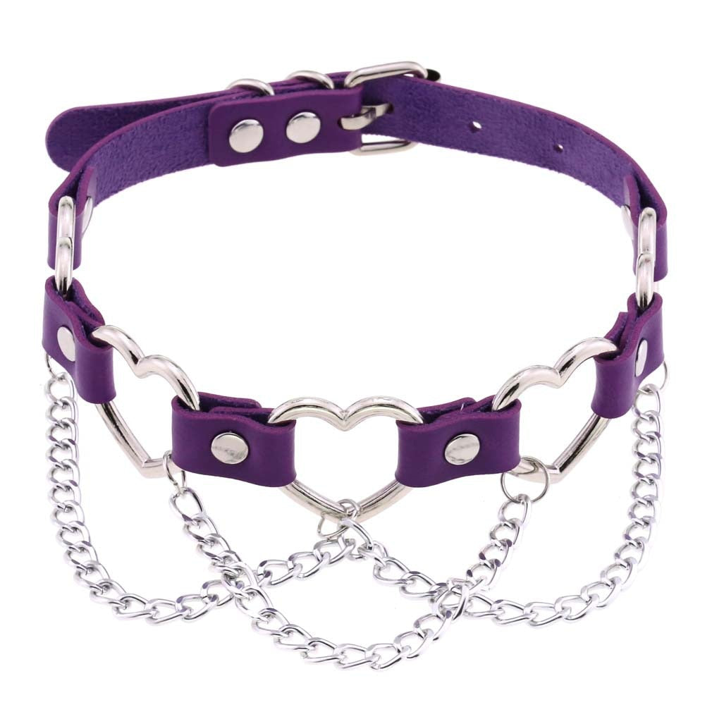 PU-Leder Choker mit Herzmotiv - 16 Farben, Halskette für Damen und Herren im Harajuku Punk Gothic Stil - undergroundtechnostore.de