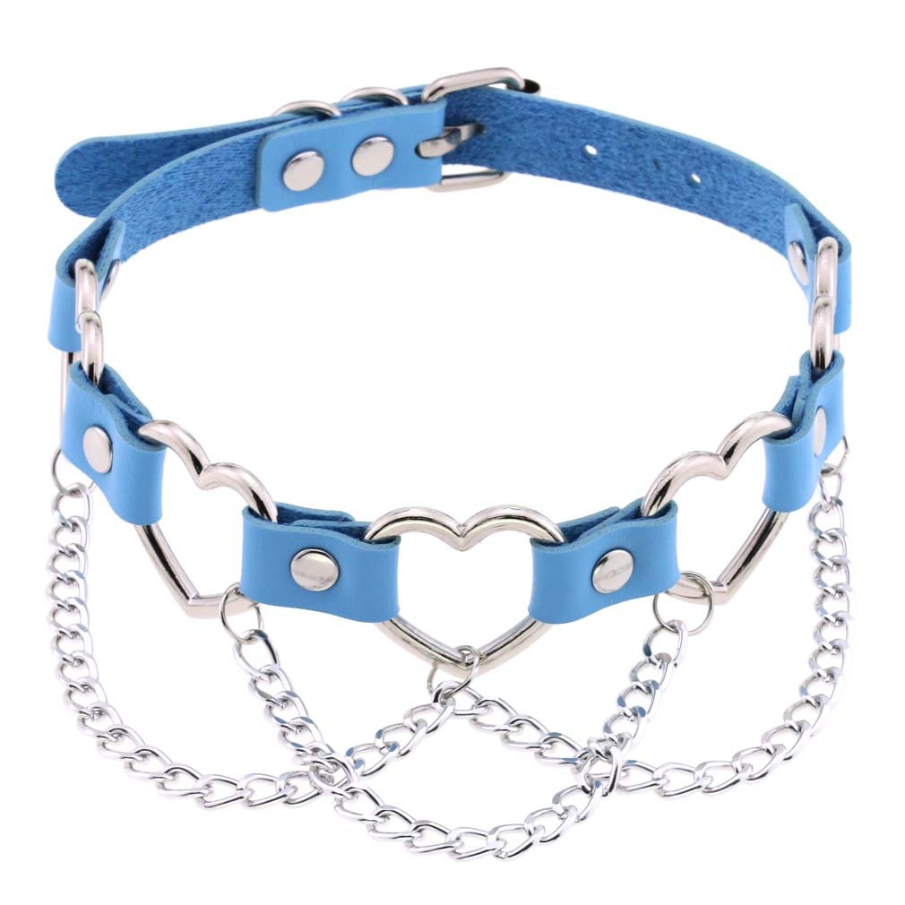 PU-Leder Choker mit Herzmotiv - 16 Farben, Halskette für Damen und Herren im Harajuku Punk Gothic Stil - undergroundtechnostore.de