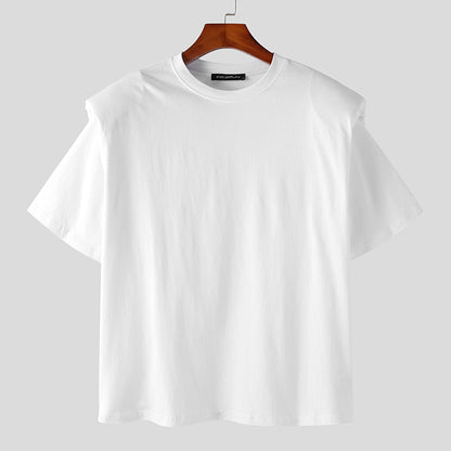 Herren T-Shirt 2023, einfarbig, Rundhalsausschnitt, kurzärmlig, lockerer Schnitt, Freizeitkleidung, Streetwear, koreanischer Stil, Sommershirt - undergroundtechnostore.de