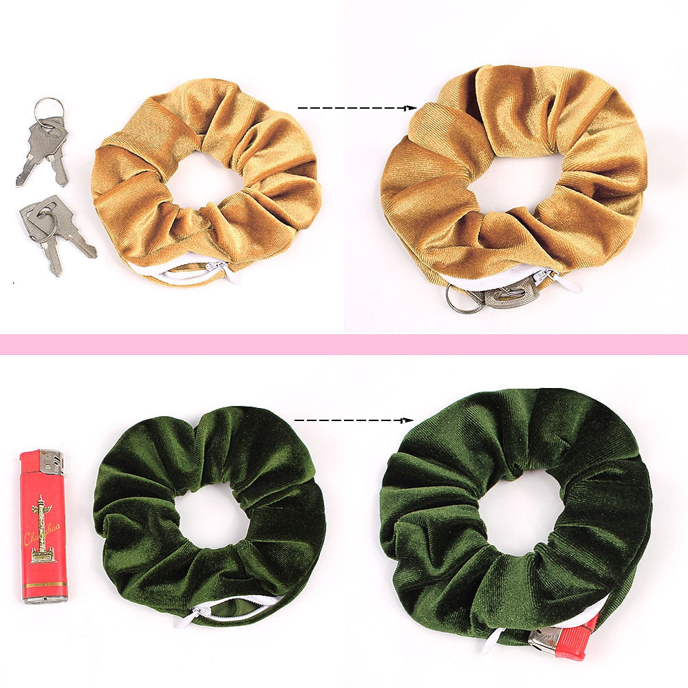 Haargummi Sight Secret - Haarscrunchie mit verstecktem Staufach und Reißverschlusstasche - sicherer Behälter zum Verstecken und Reisen - undergroundtechnostore.de