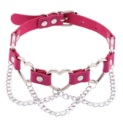 PU-Leder Choker mit Herzmotiv - 16 Farben, Halskette für Damen und Herren im Harajuku Punk Gothic Stil - undergroundtechnostore.de