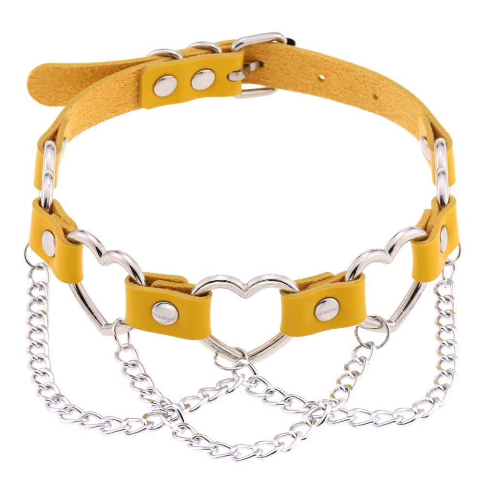 PU-Leder Choker mit Herzmotiv - 16 Farben, Halskette für Damen und Herren im Harajuku Punk Gothic Stil - undergroundtechnostore.de