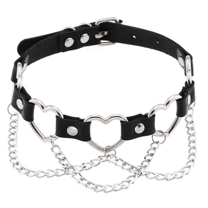 PU-Leder Choker mit Herzmotiv - 16 Farben, Halskette für Damen und Herren im Harajuku Punk Gothic Stil - undergroundtechnostore.de