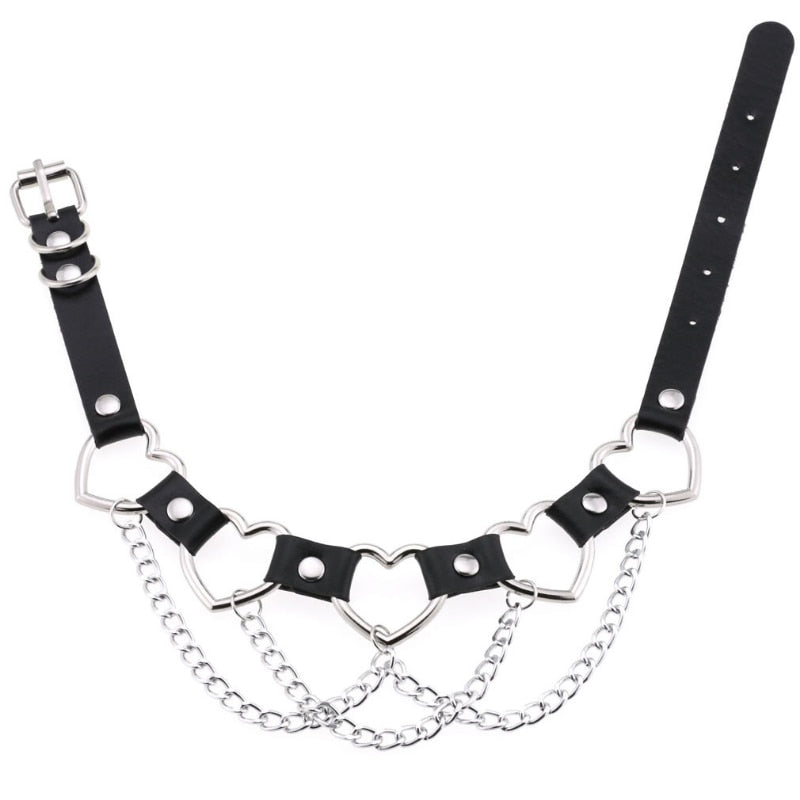 PU-Leder Choker mit Herzmotiv - 16 Farben, Halskette für Damen und Herren im Harajuku Punk Gothic Stil - undergroundtechnostore.de