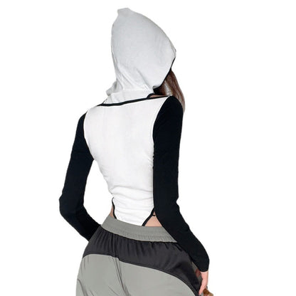 Kapuzen-Bodysuit mit langen Ärmeln und Cut-Outs – Sexy Streetwear für Damen - undergroundtechnostore.de