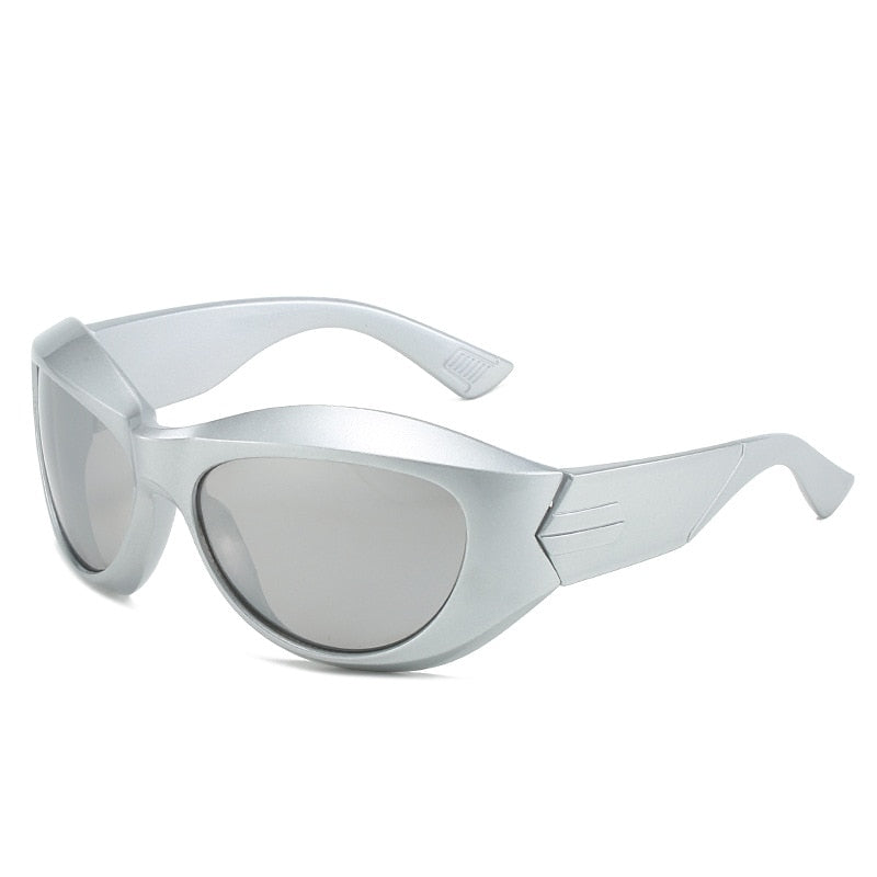 Cyber Y2K Sonnenbrille für Damen, geometrische Wraparound-Brille im Punk-Stil, luxuriöses Designer-Modell für Herren, Vintage Gothic-Schattierungen - undergroundtechnostore.de
