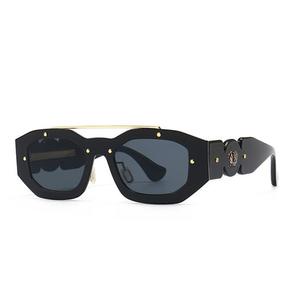 Fashion-Punk Sonnenbrille im Y2K-Stil - Dekorative Polygon-Form, Luxusdesign für Damen und Herren, Einzigartig, Frühlingstrend - undergroundtechnostore.de