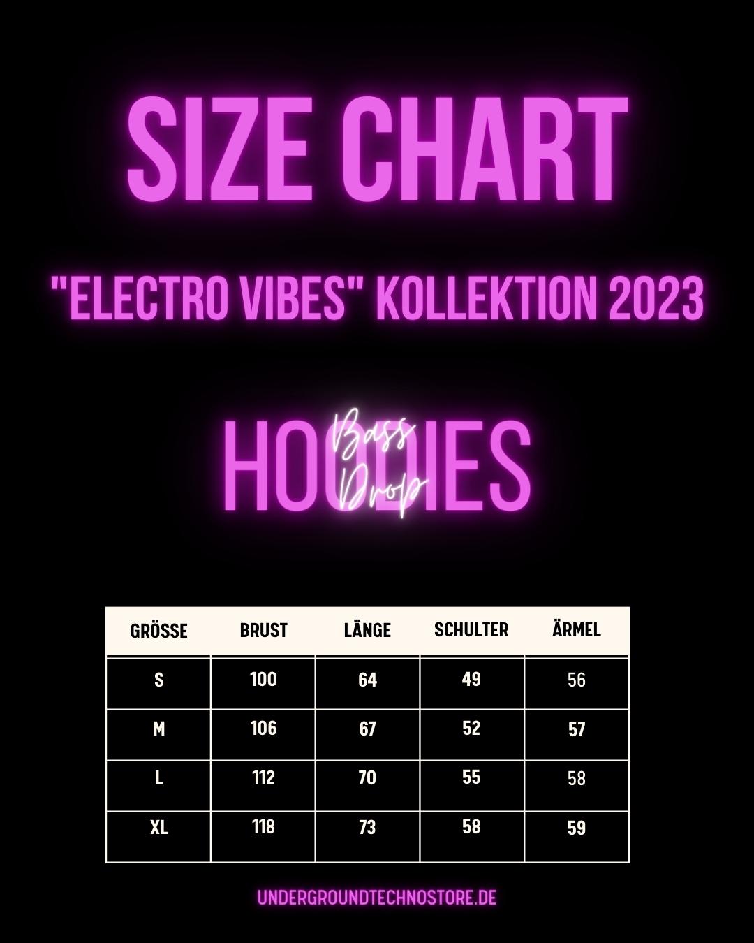 "Rave Addiction" | "Electro Vibes" Kollektion 2023: Bass Drop Hoodies - undergroundtechnostore.de