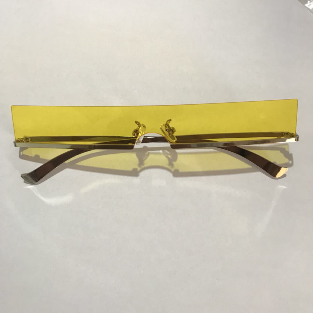 Modische Halb-Rahmen Rechteck-Sonnenbrille - Kleines Design, Unisex, Beliebte Einteilige Gläser, Metall-Punk, Schmale Sonnenbrille - undergroundtechnostore.de