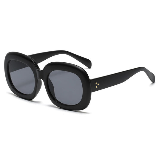 Vintage Oval Sonnenbrille - Unisex, Retro Dickes Rand-Design, Damen Verlaufsgläser in Schwarz & Leopard, UV400 Verspiegelt - undergroundtechnostore.de