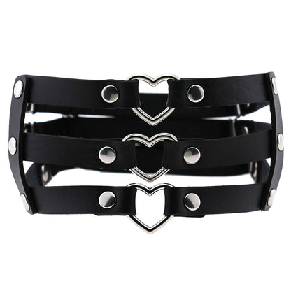 Damen Herz Strumpfhalter Bein Harness - Elastischer Körperschmuck - Kawaii Grunge Metall Punk Goth Gothic Accessoires - undergroundtechnostore.de