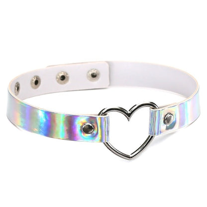 Harajuku Holografisches Halsband - Herz Kragen für Damen - Gothic Choker - Weiblicher Rave Festival Schmuck - undergroundtechnostore.de