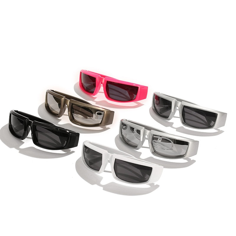 Y2K Sport-Punk-Sonnenbrille für Damen und Herren, Luxusdesign, eckige Schutzbrille, UV400-Schutz, bunte Spiegellinsen, modische Augenbekleidung - undergroundtechnostore.de