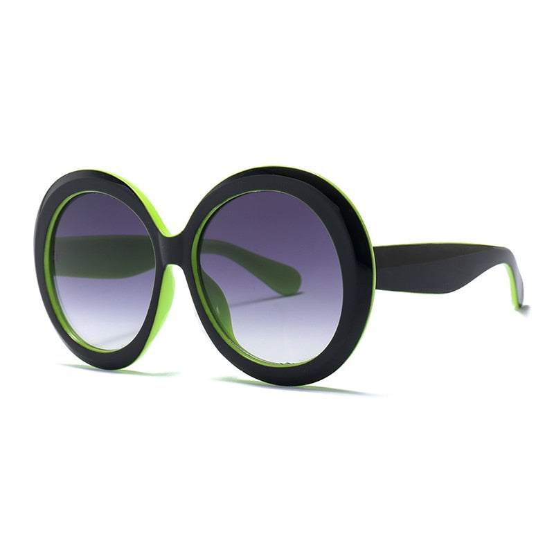 Vintage große runde Sonnenbrille für Damen, braun getönt, übergroße Sonnenbrille, modisches Luxus-Designer-Modell mit verspiegelten klaren Schattierungen - undergroundtechnostore.de