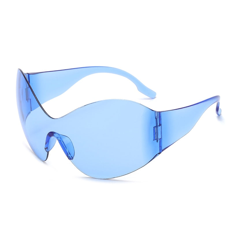 Luxus Oversized Sonnenbrille für Damen und Herren, Punk Goggle Y2K Schwarz Sportbrille, einteilige Steampunk-Schattierungen - undergroundtechnostore.de