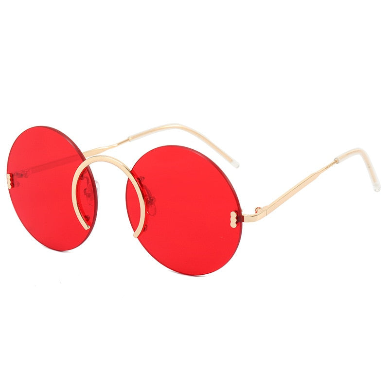Rahmenlose Runde Sonnenbrille für Damen, Marine Retro-Persönlichkeit, Punk-Stil, für Herren, transparent, farbenfroh, einzigartige Augenbekleidung - undergroundtechnostore.de