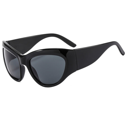 Übergroße Y2K Sonnenbrille für Damen, trendiger großer Rahmen im Vintage-Design, futuristische Punk-Silber-Schattierungen der 2000er - undergroundtechnostore.de